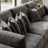 Sofá 3 Cuerpos Liberty con Chaise Longue Derecho Tela Gris Oscuro - 2.60m a Confección