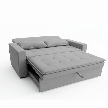 Sofá cama 2 cuerpos Londres con tela chenilla color gris claro