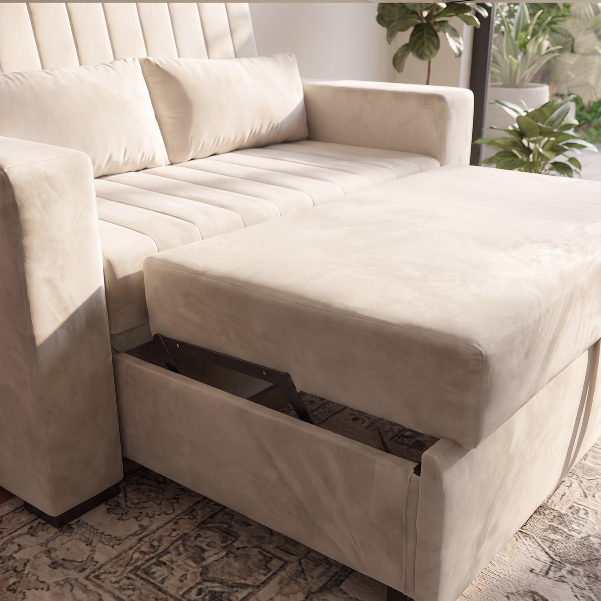 Sofá 2 cuerpos Málaga Tela Beige - 1.30m
