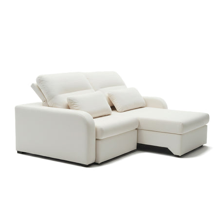 Sofá extensible de dos cuerpos, tapiz boucle color blanco 