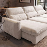 Sofá 3 Cuerpos Paris Tela Beige - 3.04m