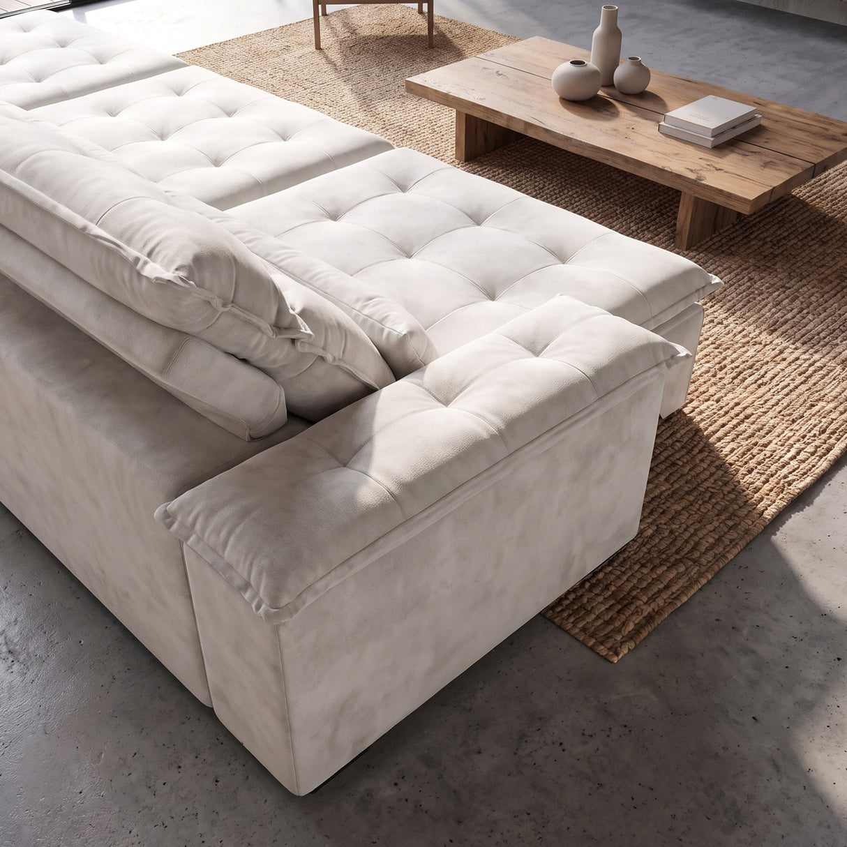 Sofá 3 Cuerpos Prediletto Tela Beige - 3.60m
