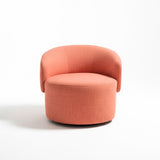 Poltrona giratoria color rojo salmón de tejido grueso