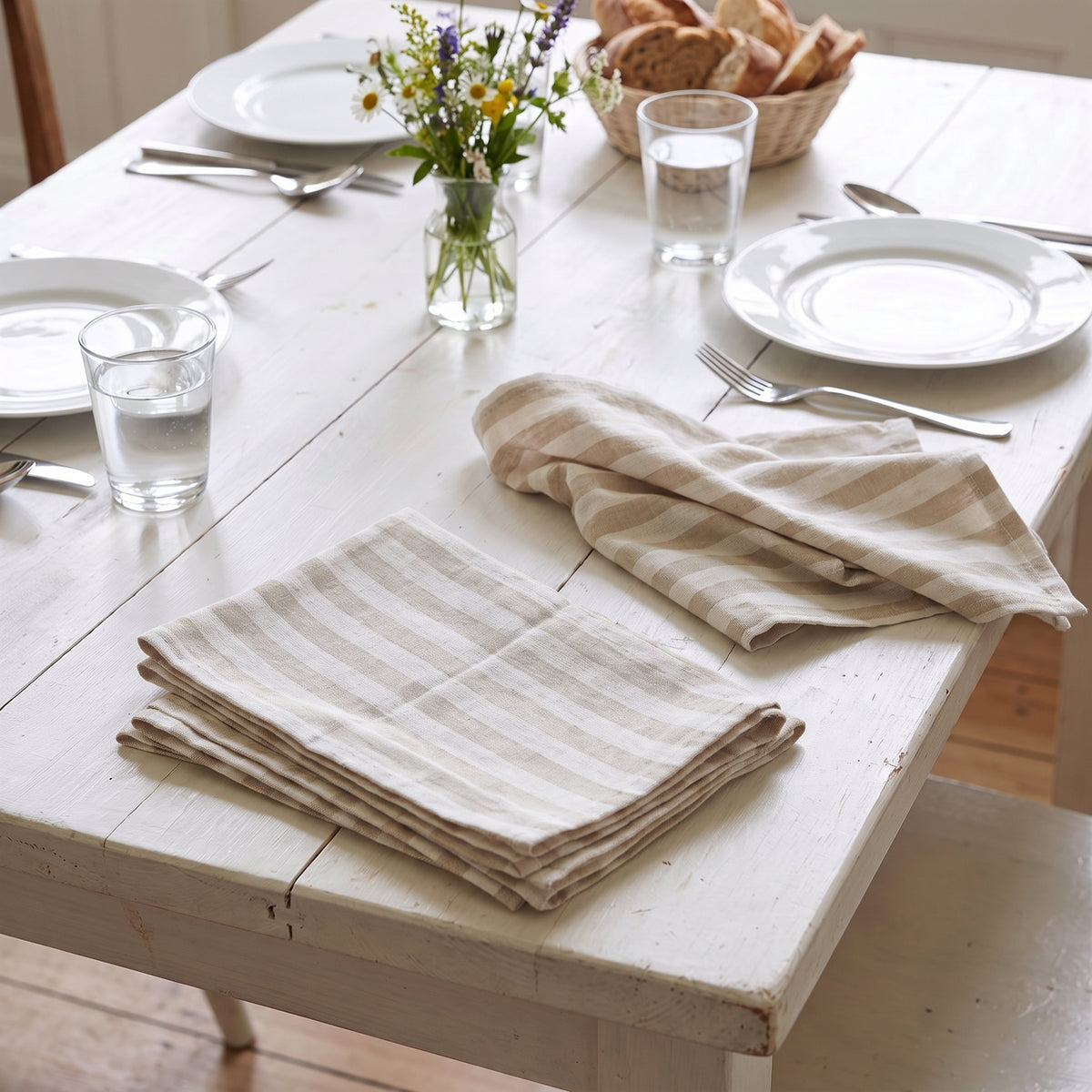 Set 4 Servilletas Laika Rayas Crudo