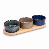 Set 3 bowls de cerámica redondo y bandeja