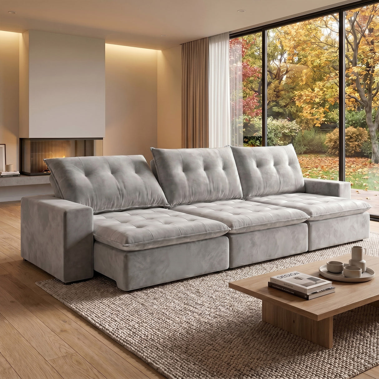 Sofá 2 Cuerpos Sidney Tela Beige - 2.04m