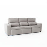 Sofá extensible y reclinable de 3 cuerpos tela chenille color café