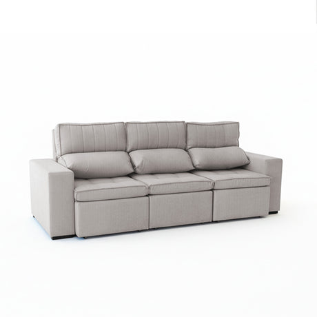 Sofá extensible y reclinable de 3 cuerpos tela chenille color café