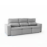 Sofá extensible y reclinable de 3 cuerpos tela chenille color gris