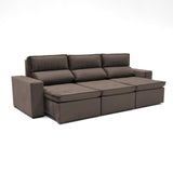 Sofá extensible de 3 cuerpos con tela de tercipelo color café  oscuro