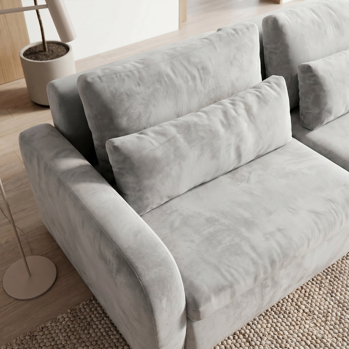 Sofá Modular 2 Cuerpos Treviso Tela Gris Claro - 2.28m a Confección