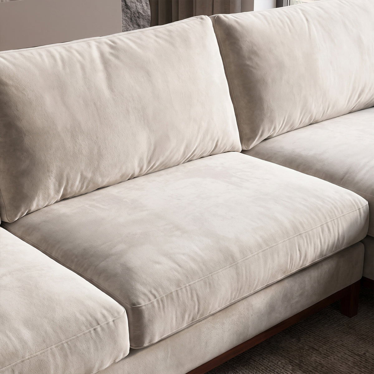 Sofá Seccional 3 Cuerpos Adesso con Chaise Longue Derecho Tela Beige - 3.90m a Confección