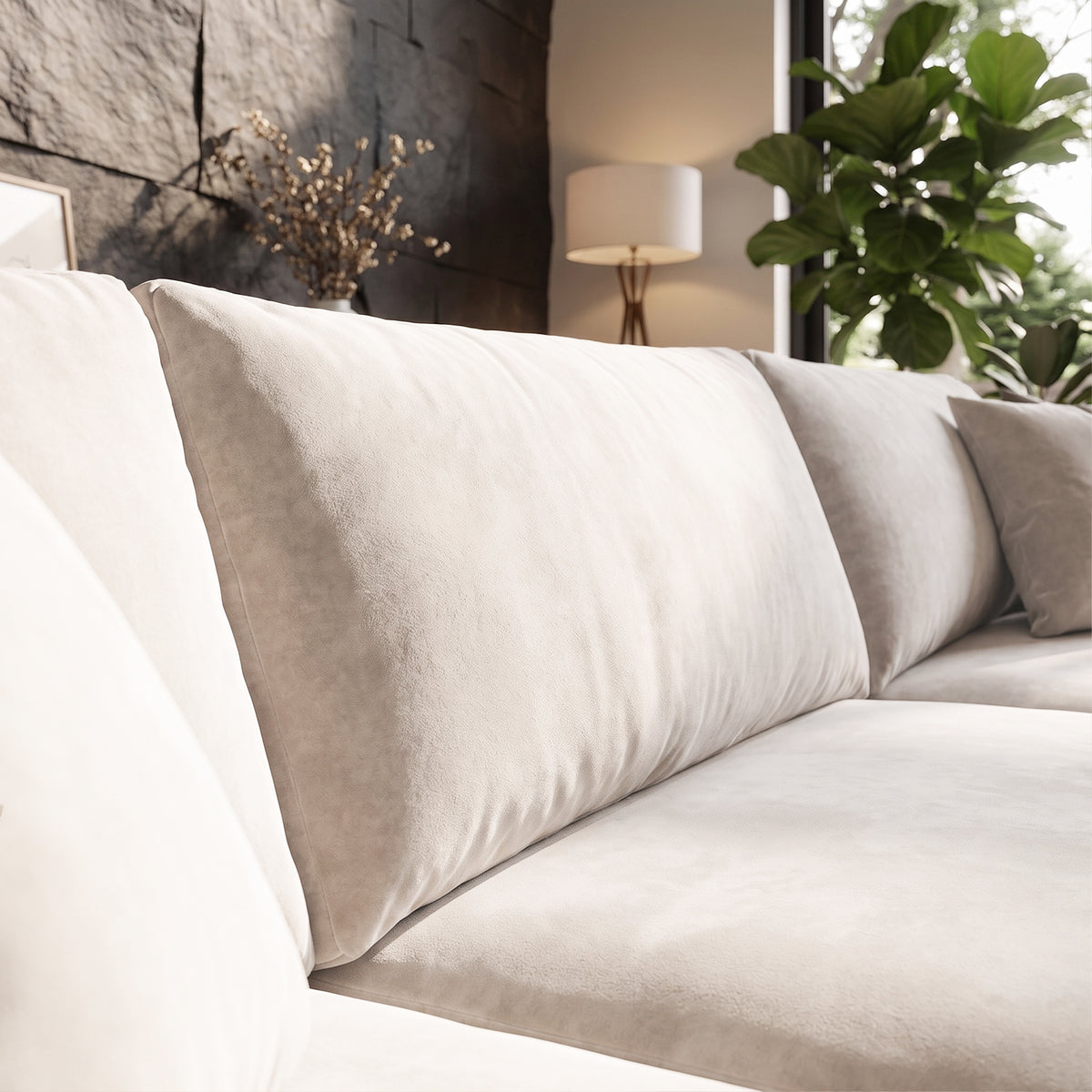Sofá Seccional 3 Cuerpos Adesso con Chaise Longue Izquierdo Tela Beige - 3.60m a Confección