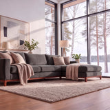 Sofá Seccional 3 Cuerpos Adesso con Chaise Longue Derecho Tela Gris Oscuro - 3.90m a Confección