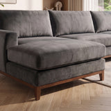 Sofá Seccional 3 Cuerpos Adesso con Chaise Longue Izquierdo Tela Gris Oscuro - 3.90m a Confección