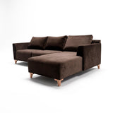 Sofá Arami con chaise longue derecho Tela marrón oscuro - 2.45mt stock