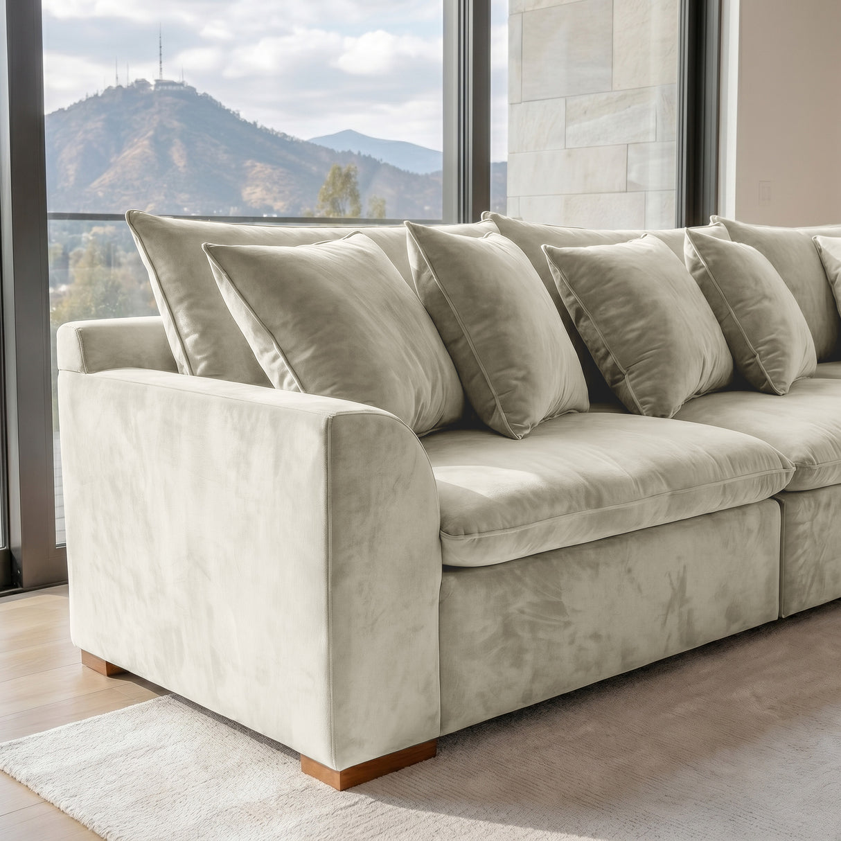 Sofá 4 Personas Atualittá en "L" Tela Beige - 2.77M X 2.77M de Chaise Longue