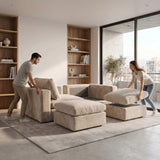 Sofa Modular 2 Cuerpos con 2 Poufs Conecta