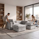 Sofá Modular 2 Cuerpos con 2 Poufs Conecta