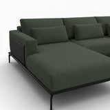 Sofá con chaise longue de 3 cuerpos color verde musgo 
