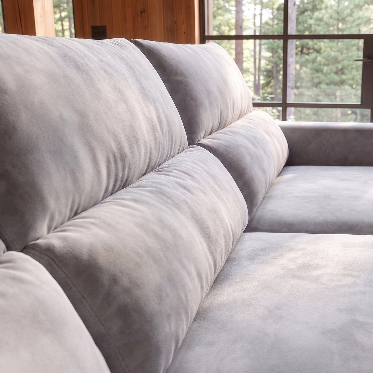 Sofá Seccional 3 Cuerpos Dublin con Chaise Longue Izquierdo Tela Gris Claro - 2.80 x 1.90m a Confección