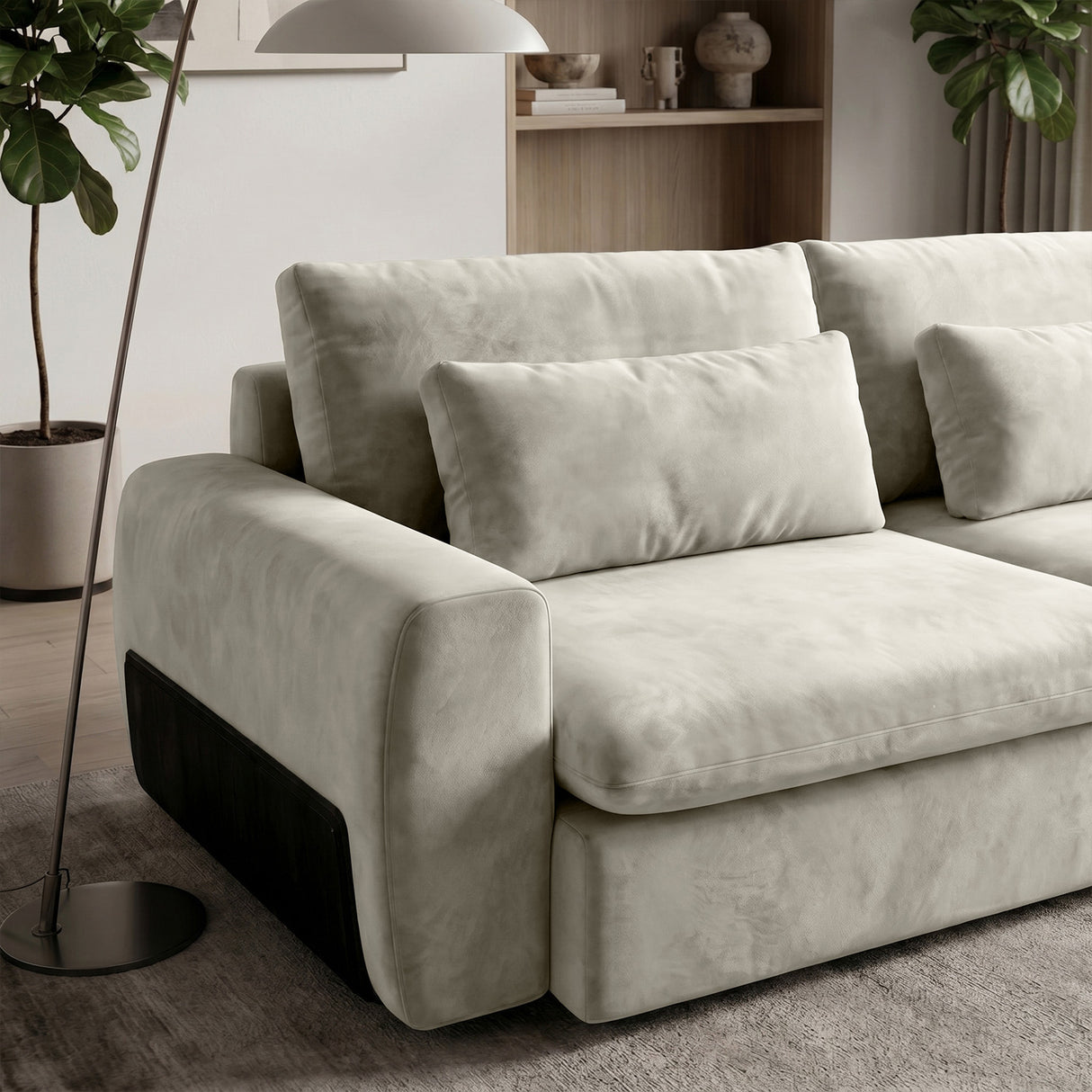 Sofá 3 Cuerpos Litus Tela Beige - 3.04m