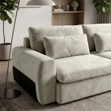 Sofá 3 Cuerpos Litus Tela Beige - 3.04m