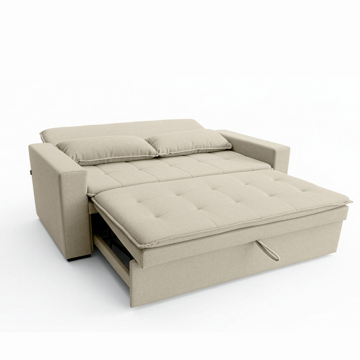 Sofá cama 2 cuerpos Londres con tela chenilla color beige claro