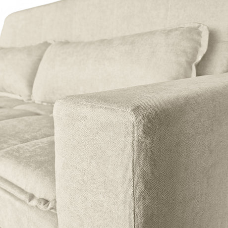 Sofá cama 2 cuerpos Londres con tela chenilla color beige claro