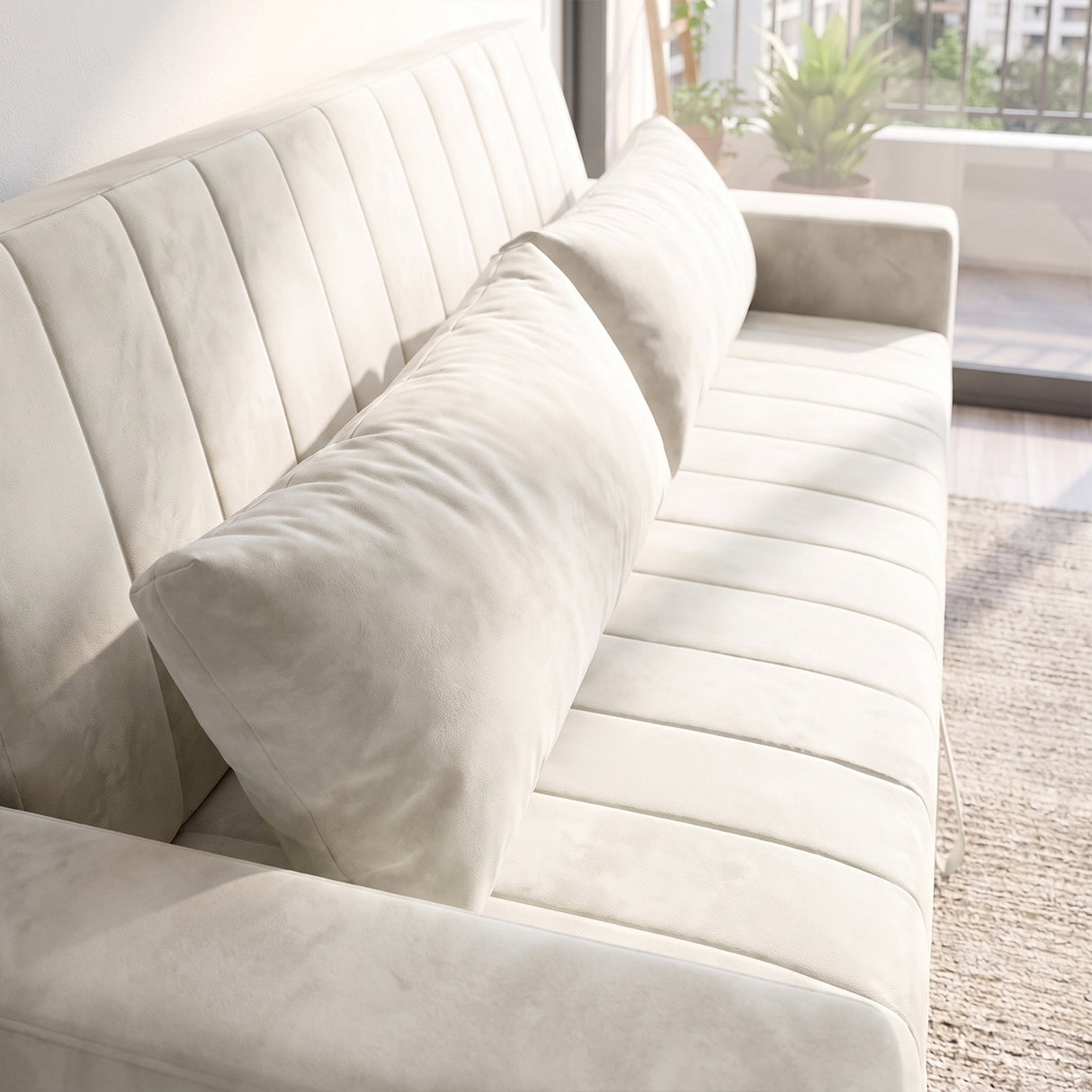 Sofá 2 cuerpos Málaga Tela Beige - 1.50m