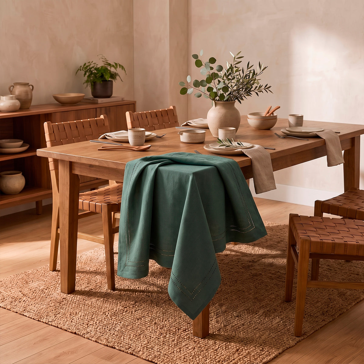 MANTEL BORDE PICOT VERDE 180 x 350cm