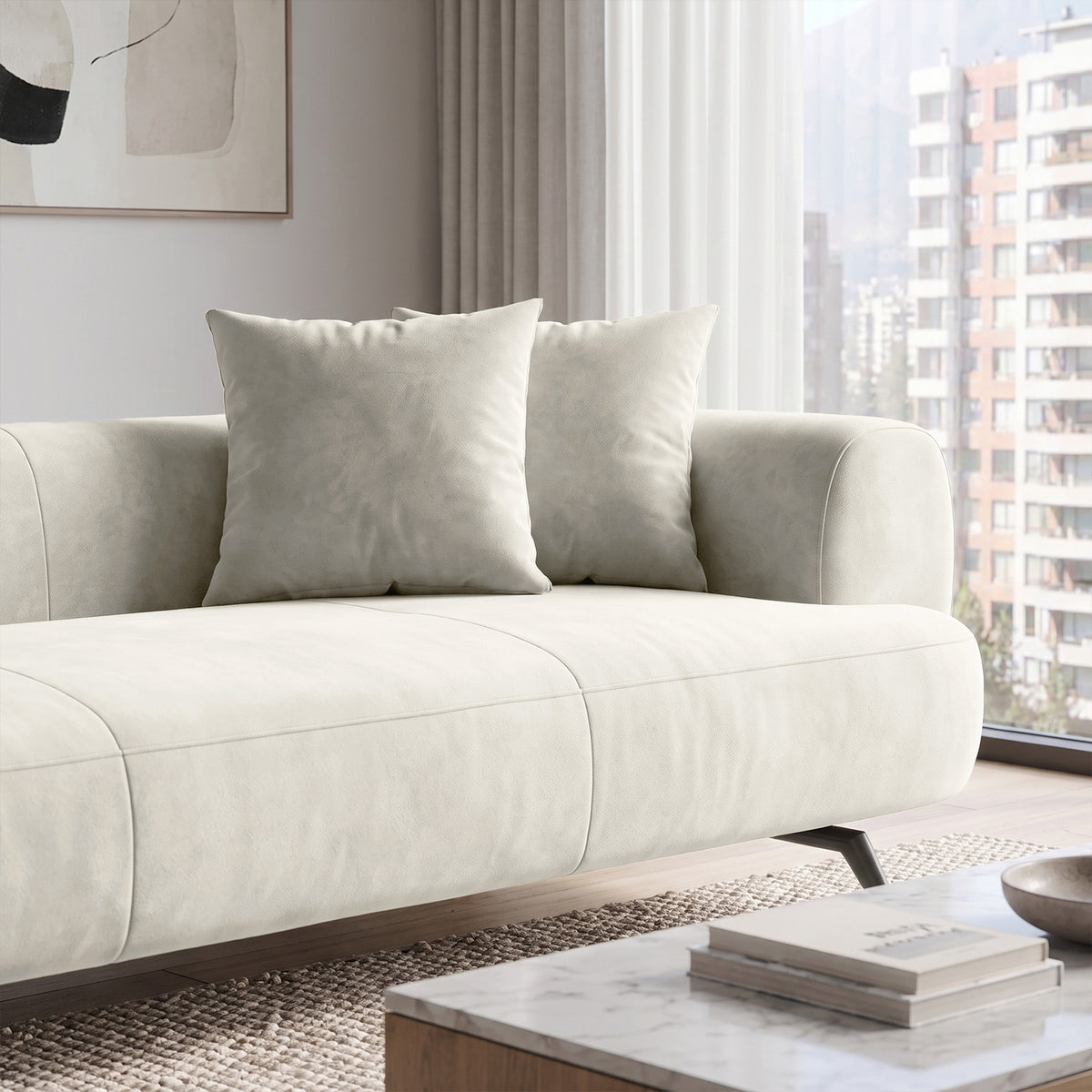 Sofá 2 cuerpos Marolo Tela Beige - 2.20m a Confección
