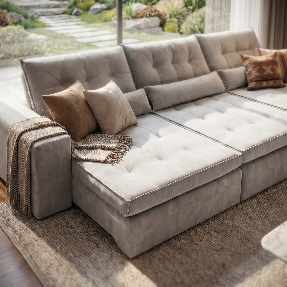 Sofá 2 cuerpos Miami Tela Beige - 2.24m