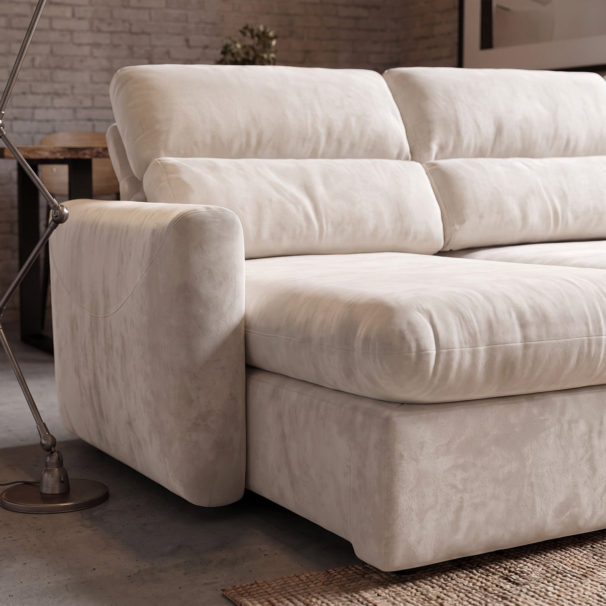 Sofá 2 Cuerpos Paris Tela Beige - 2.54m