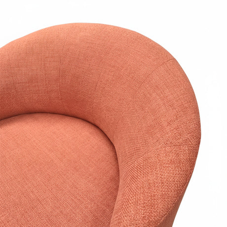 Poltrona giratoria color rojo salmón de tejido grueso