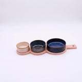 Set 3 bowls de cerámica y bandeja con asa