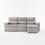 Sofá extensible y reclinable de 3 cuerpos tela chenille color café