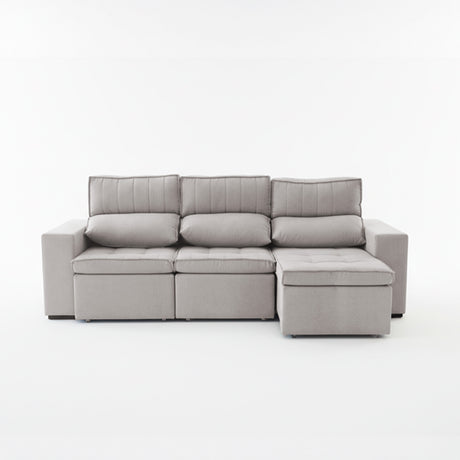 Sofá extensible y reclinable de 3 cuerpos tela chenille color café