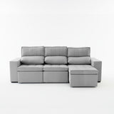 Sofá extensible y reclinable de 3 cuerpos tela chenille color gris