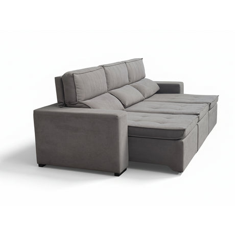 Sofá extensible de 3 cuerpos con tela de tercipelo color gris