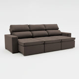 Sofá extensible de 3 cuerpos con tela de tercipelo color café  oscuro