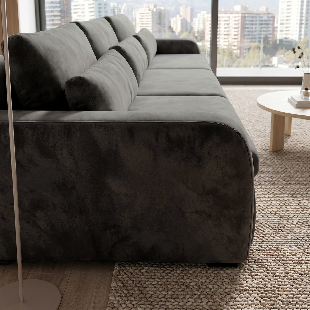 Sofá Modular 3 Cuerpos Treviso Tela Gris Oscuro - 2.98m a Confección