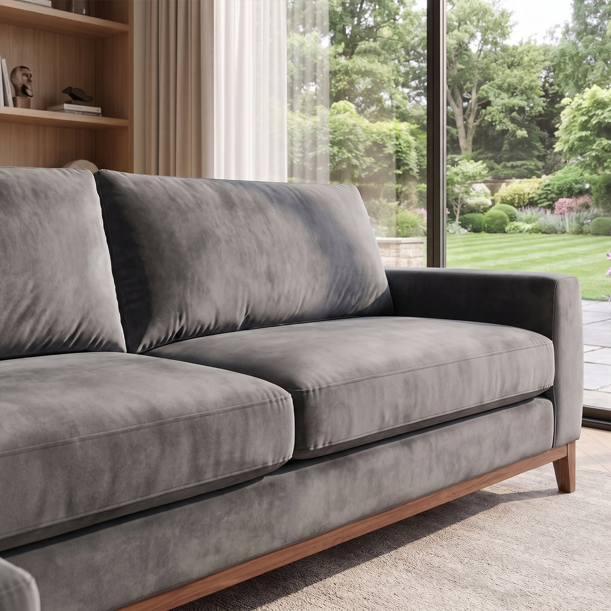 Sofá Seccional 3 Cuerpos Adesso con Chaise Longue Izquierdo Tela Gris Oscuro - 3.90m a Confección