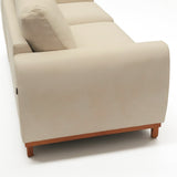Sofá de tres cuerpos color beige con tapizado impermeable