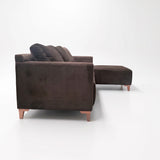 Sofá Arami con chaise longue derecho Tela marrón oscuro - 2.45mt stock