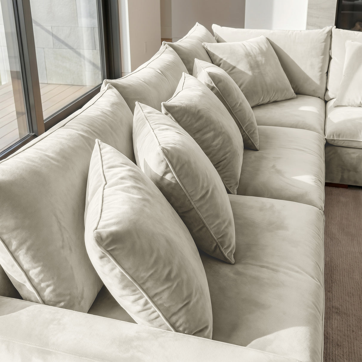 Sofá 4 Personas Atualittá en "L" Tela Beige - 2.77M X 2.77M de Chaise Longue