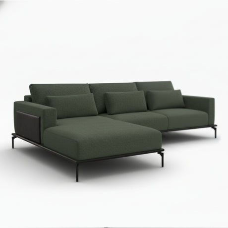 Sofá con chaise longue de 3 cuerpos color verde musgo 
