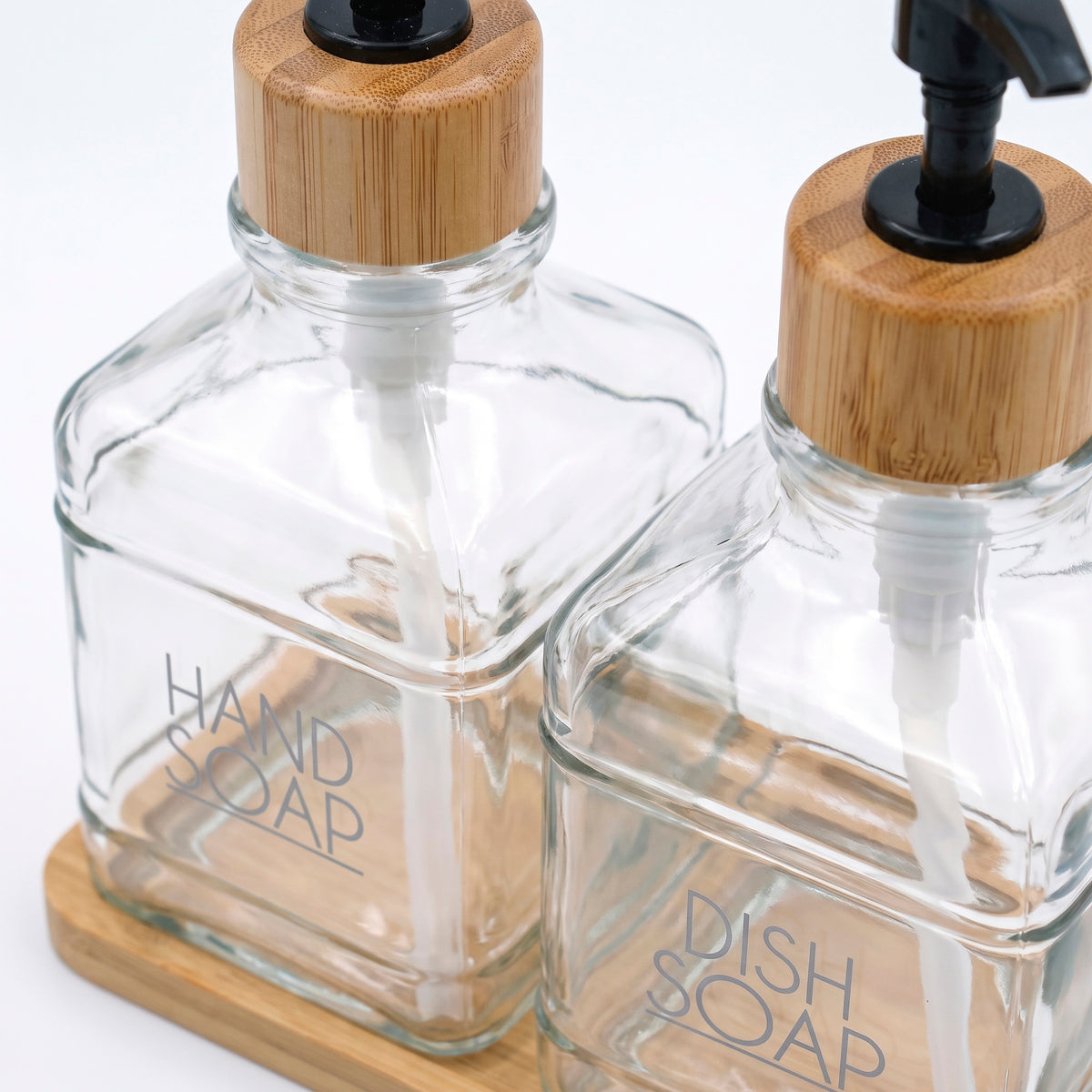 Set 2 Dispensadores bambú / vidrio