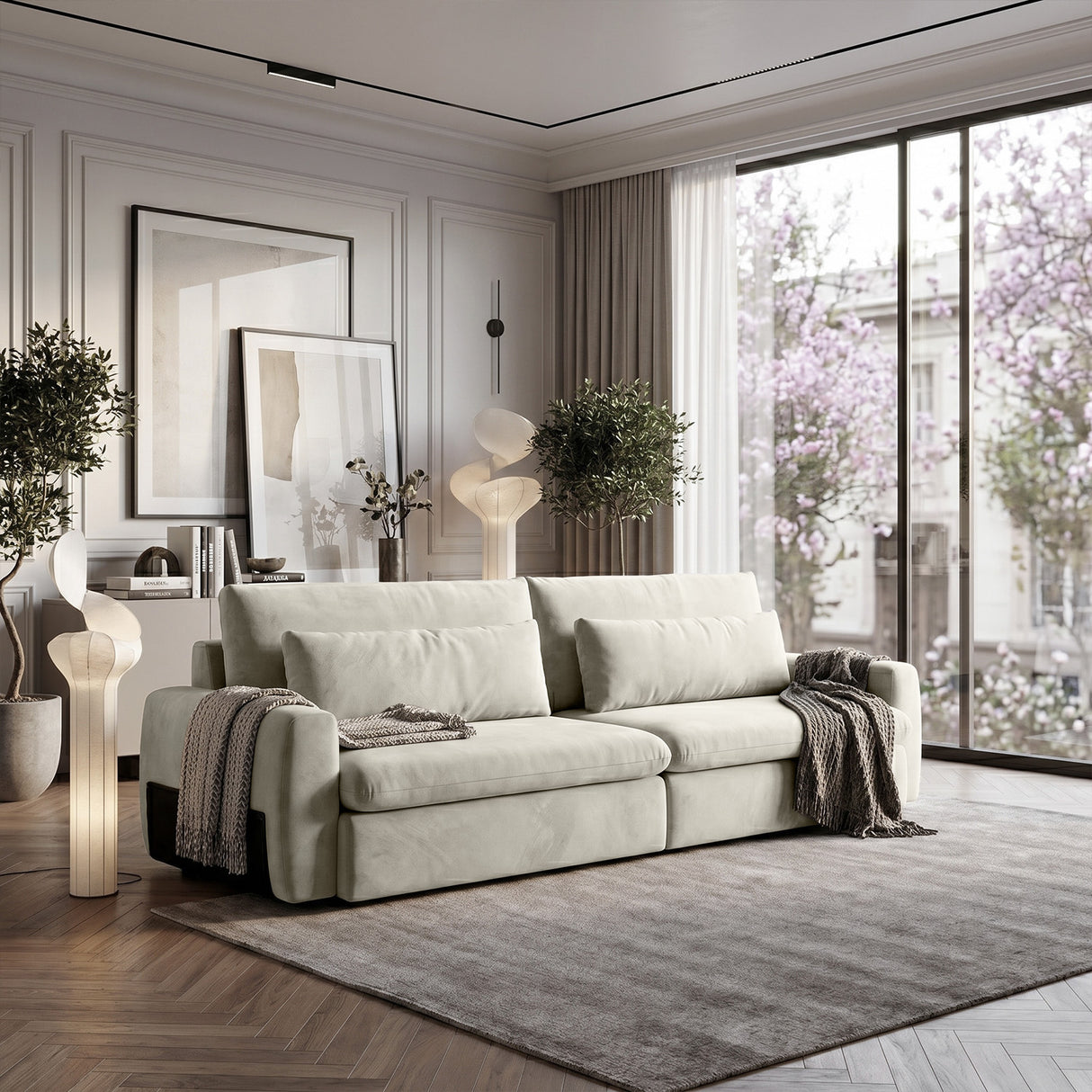 Sofá 2 Cuerpos Litus Tela Beige - 2.54m