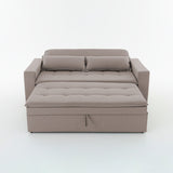 Sofá cama 2 cuerpos Londres con tela chenilla color café claro